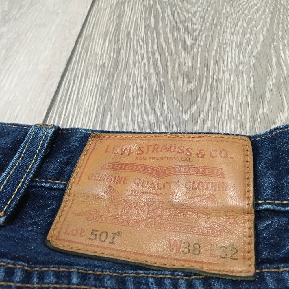 Levis 501 Jeans W38 L32 Blue Straight Button Fly Denim - Picture 6 of 11